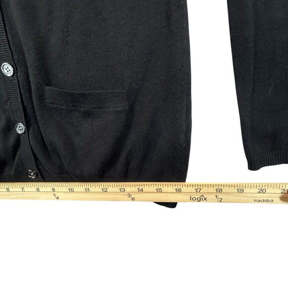 Burberry Brit Elbow Patch Cardigan Sweater Womens M Black Nova Check V Neck - Picture 7 of 14